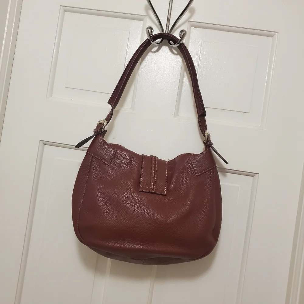 CATS Burgundy Pebble Grain Leather Hobo Bag, Classic